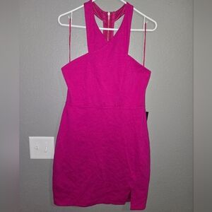 Express Bodycon Cocktail Fuchsia Pink Midi Dress Size 12